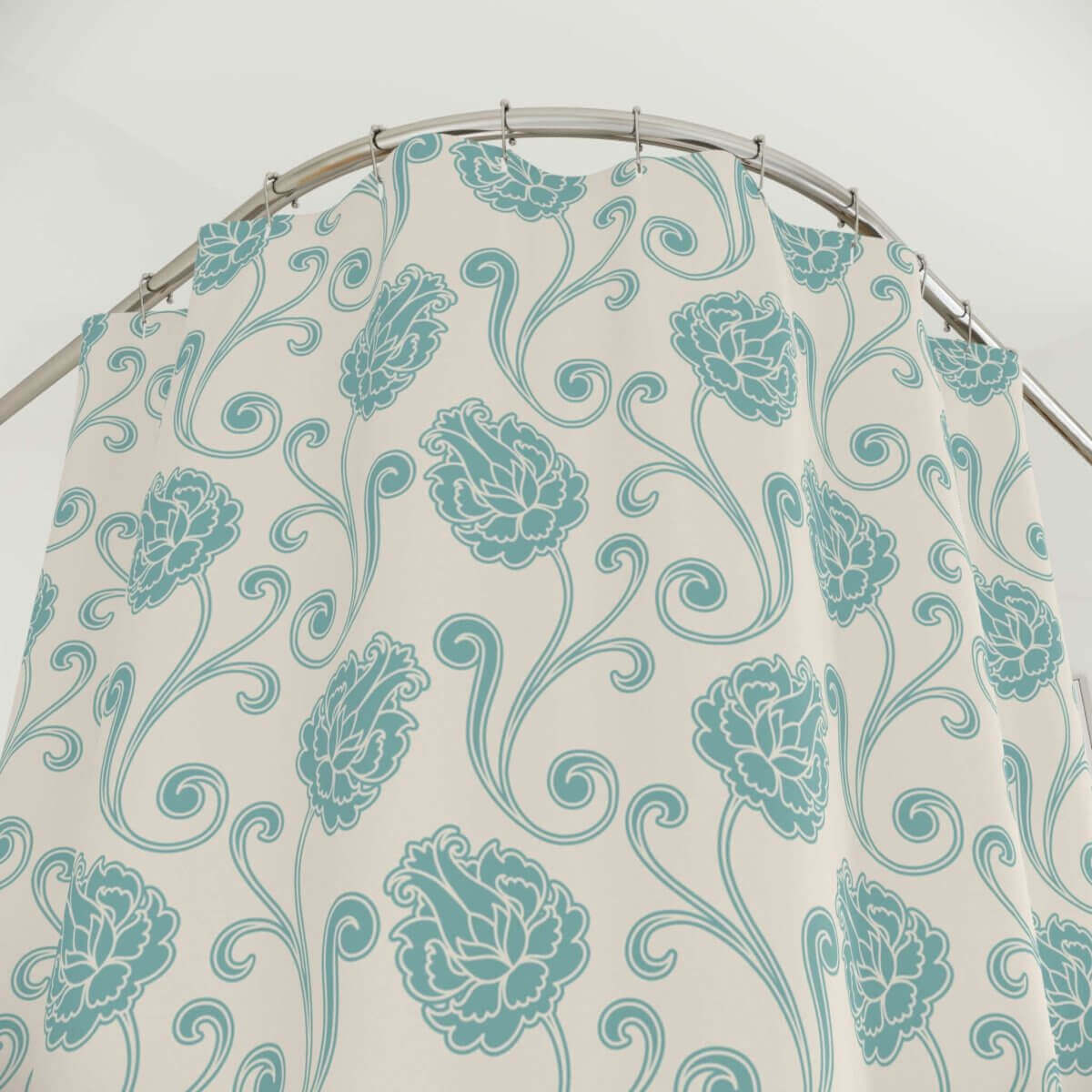 Blue & Cream Floral  Shower Curtain