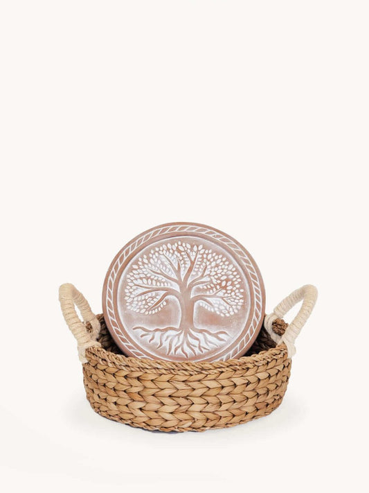 Bread Warmer & Basket - Tree of Life Round