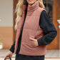 Pocketed Zip Up Turtleneck Vest Coat