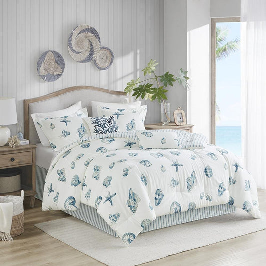 Casual Beach House Comforter Set - Shell Pattern Bedding