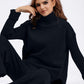 Basic Bae High- Low Turtleneck Long Sleeve Top and Pants Sweater Set