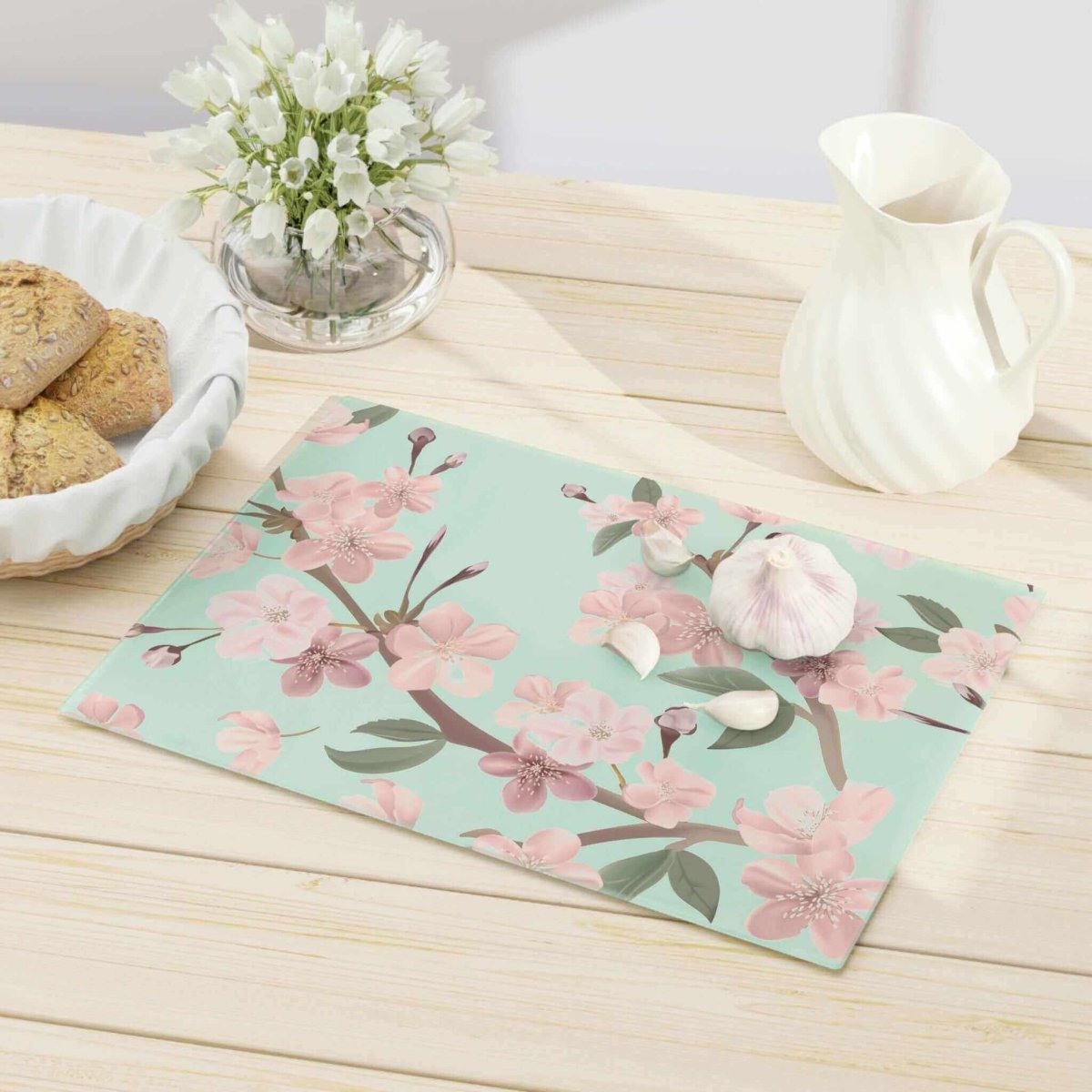 Cherry Blossoms Tempered Glass Cutting Board| Hearth Home & Living