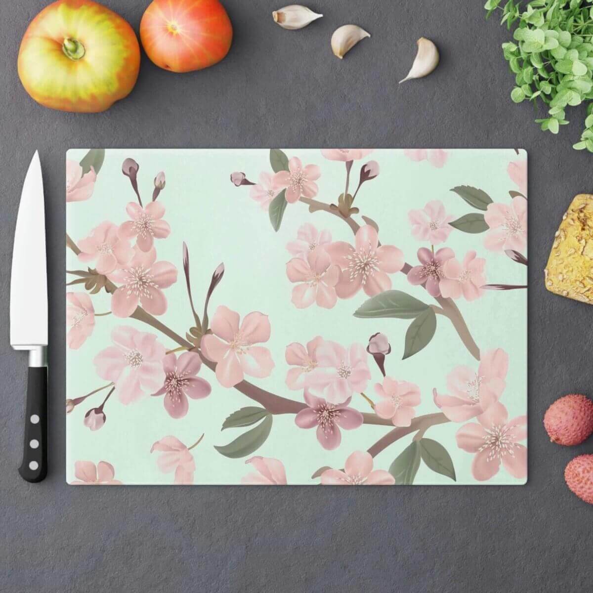 Cherry Blossoms Tempered Glass Cutting Board| Hearth Home & Living