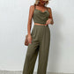 Perfee Crisscross Back Cropped Top and Pants Set