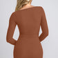 Basic Bae Built-In Shapewear Square Neck Long Sleeve Maxi Dress