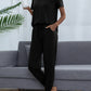 Shiny Round Neck Short Sleeve Top and Pants Set