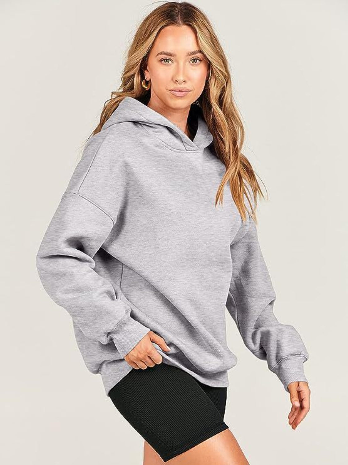 Dropped Shoulder Long Sleeve Hoodie