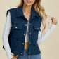 Double Take Full Size Pocketed Texture Snap Down Vest Coat