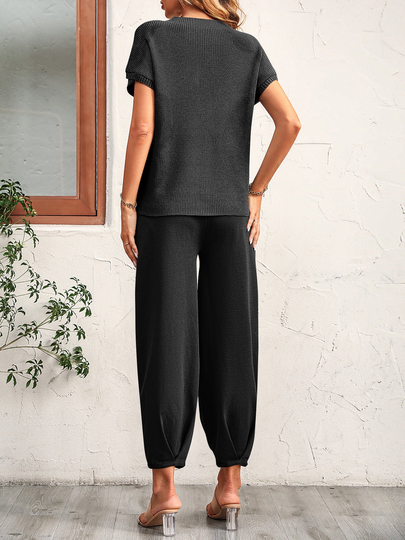 Mandy Round Neck Raglan Sleeve Tee and Long Pants Set