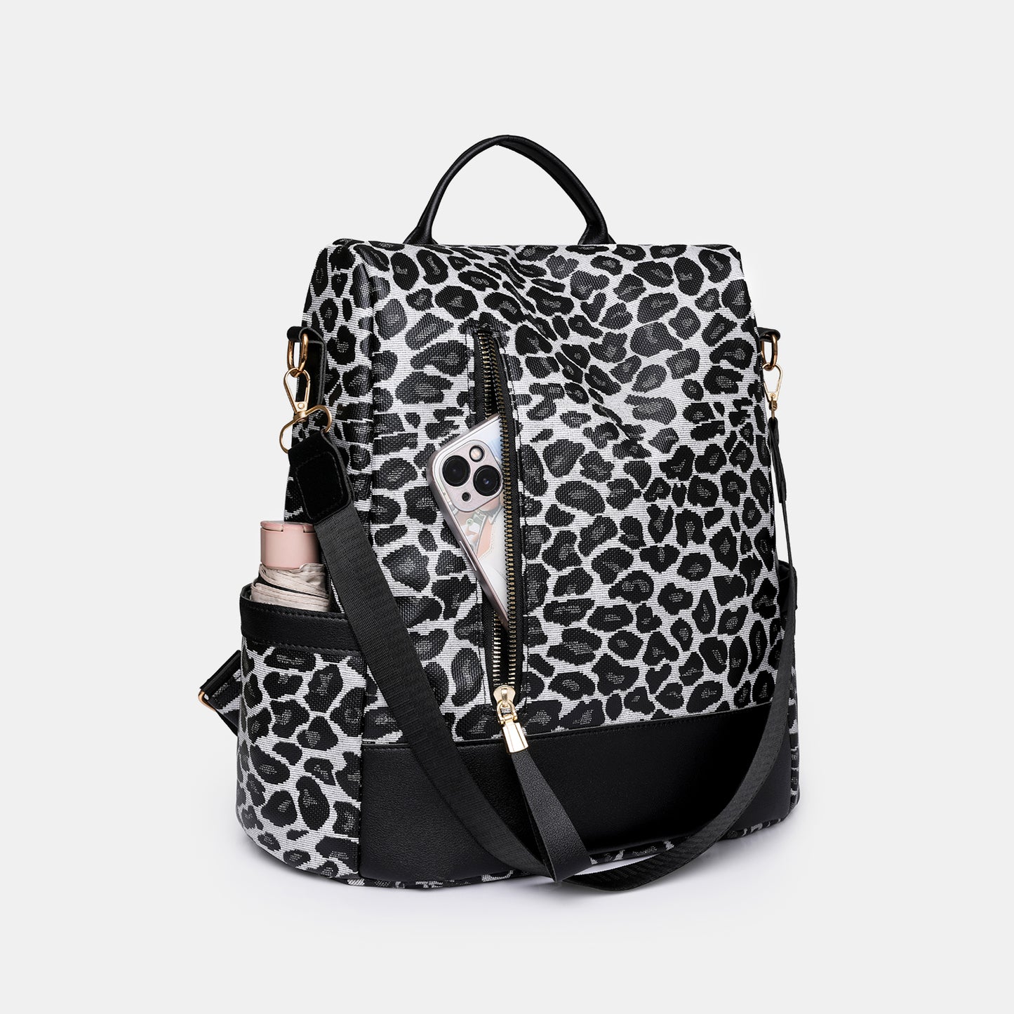 Leopard PU Leather Backpack Bag