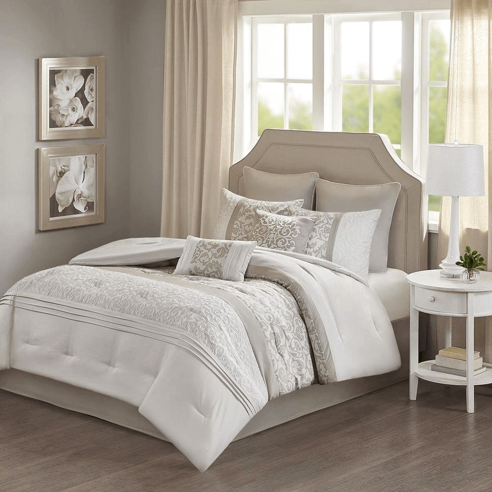 Embroidered 8 Piece Comforter Set - Neutral Hues