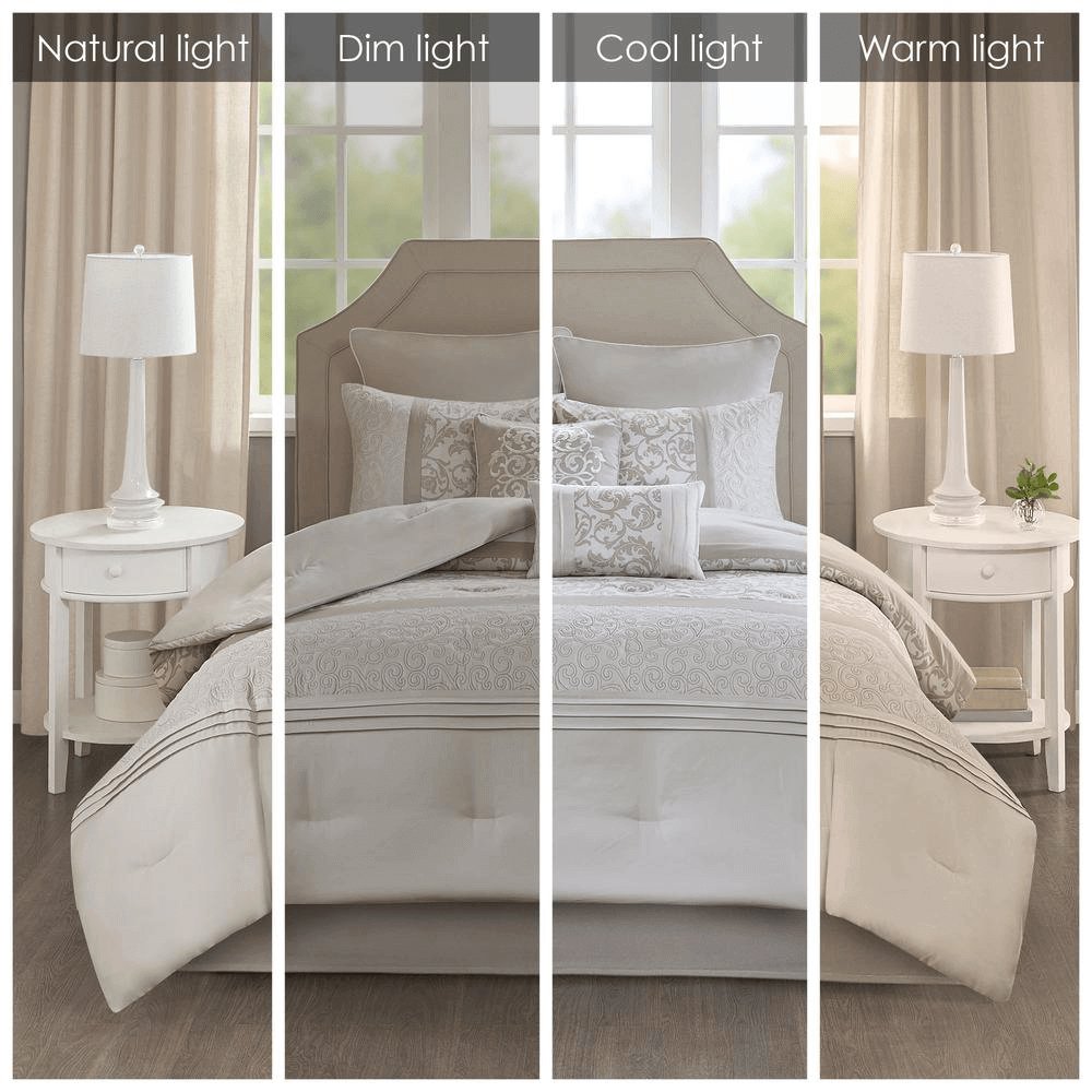 Embroidered 8 Piece Comforter Set - Neutral Hues