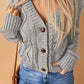 Woven Right Mixed Knit Button Down Cardigan with Pockets