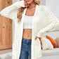 Open Front Dropped Shoulder Cardigan with Pockets