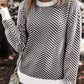 Striped Round Neck Long Sleeve Sweater