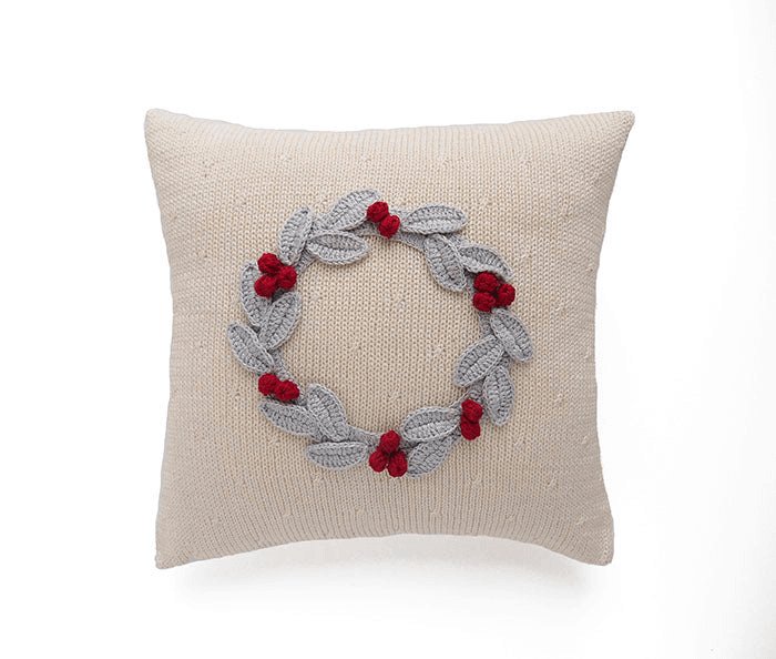 Grey Wreath with Berries 10" Handmade Pillow | Hearth Home & Living