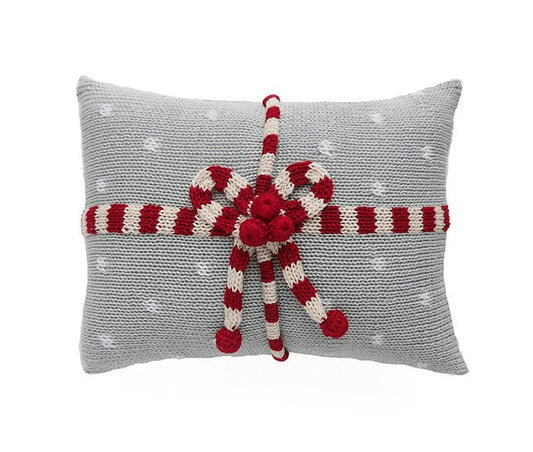 Handcrafted Artisanal "Gift" Design Mini Pillow, Gray