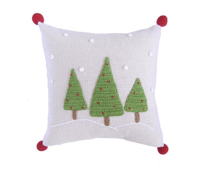 Handmade Artisan Three Tree 12" Pillow, Ecru | Hearth Home & Living