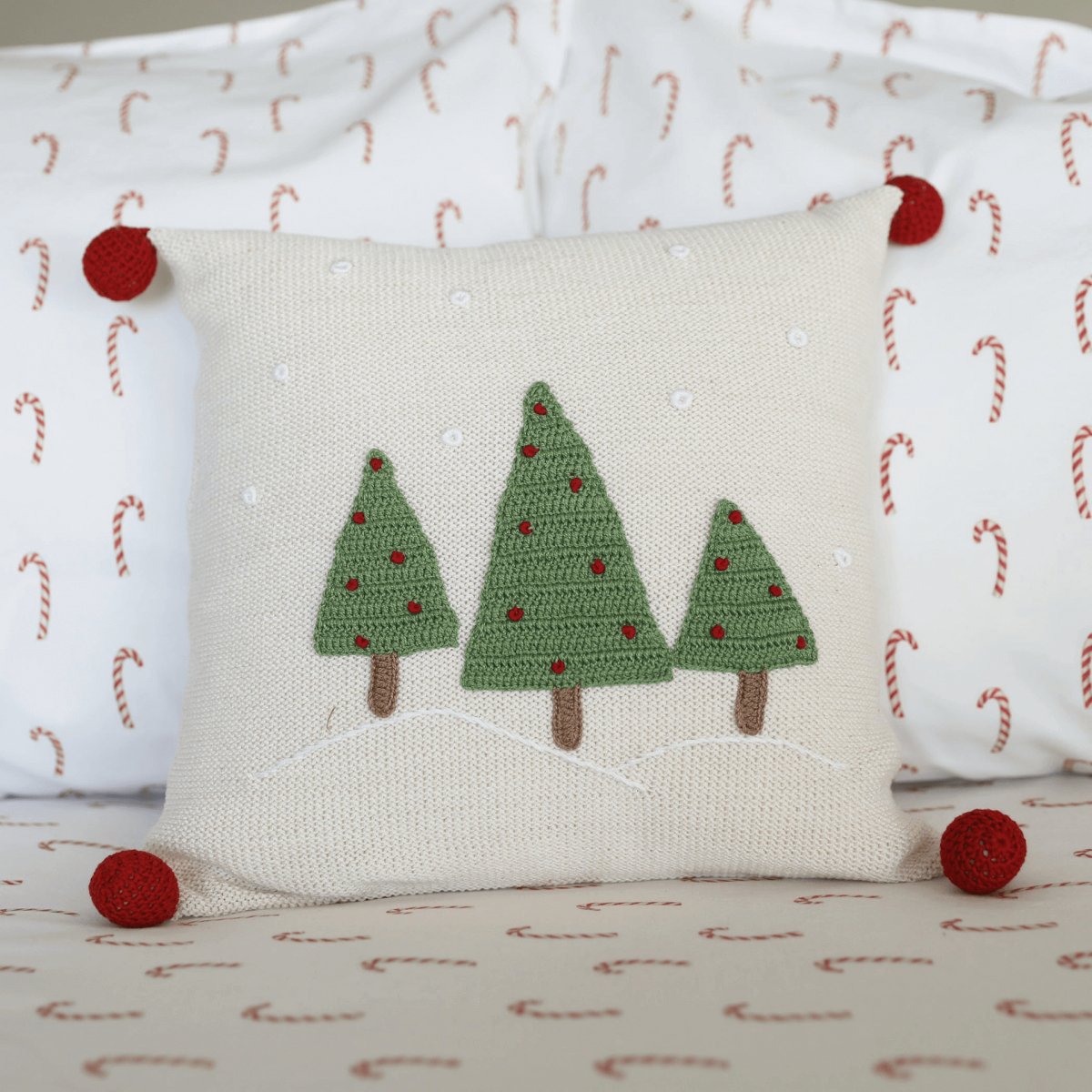 Handmade Artisan Three Tree 12" Pillow, Ecru | Hearth Home & Living