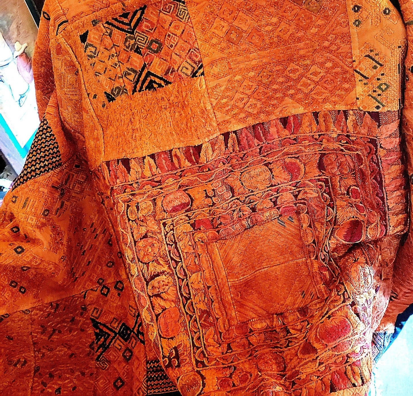 Beautiful Sun-Kissed Amber Guatemalan Mixed Huipile Embroidered Blanket or Throw