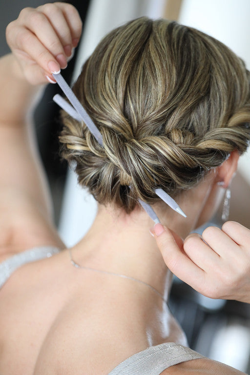 Frenchies Grey Velvet Hairsticks