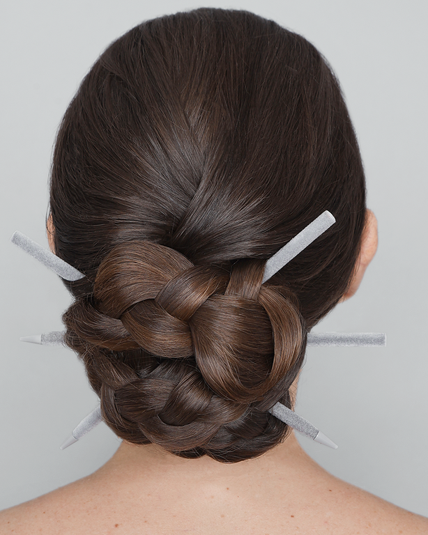 Frenchies Grey Velvet Hairsticks