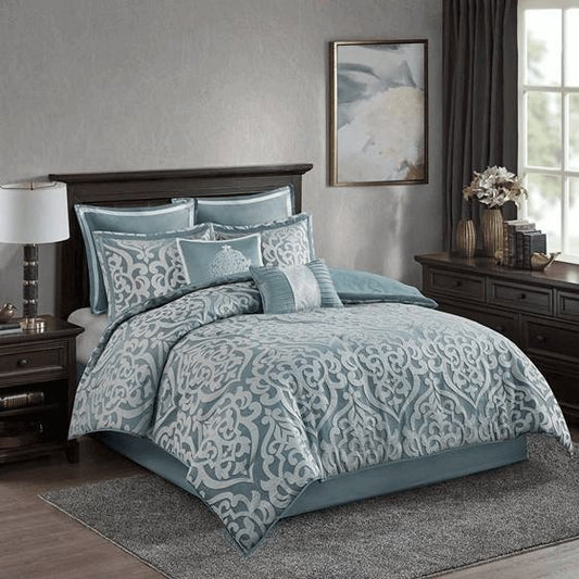 Luxurious 8 Piece Jacquard Comforter Double Set - Odette