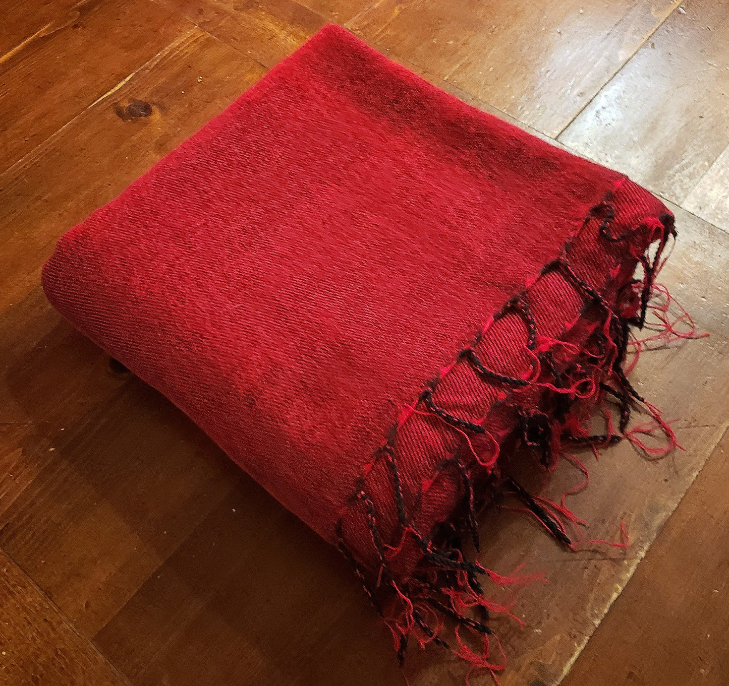 Handloomed Soft, Warm Yak Wool Throw Blanket or Wrap - Red