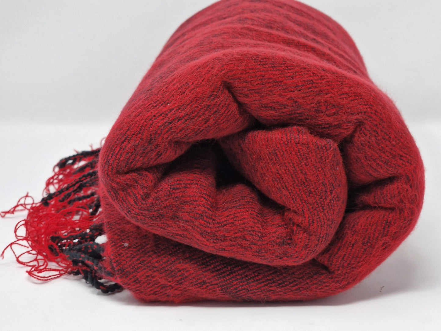 Handloomed Soft, Warm Yak Wool Throw Blanket or Wrap - Red