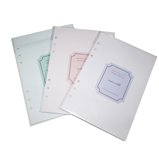 NEW A5 Personal Portfolio Meal Planning, To Do & Notes Refills