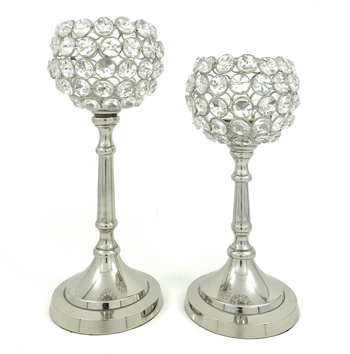 Round Crystal Candle Holder Set of 2