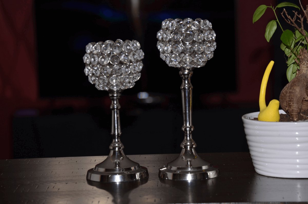 Round Crystal Candle Holder Set of 2