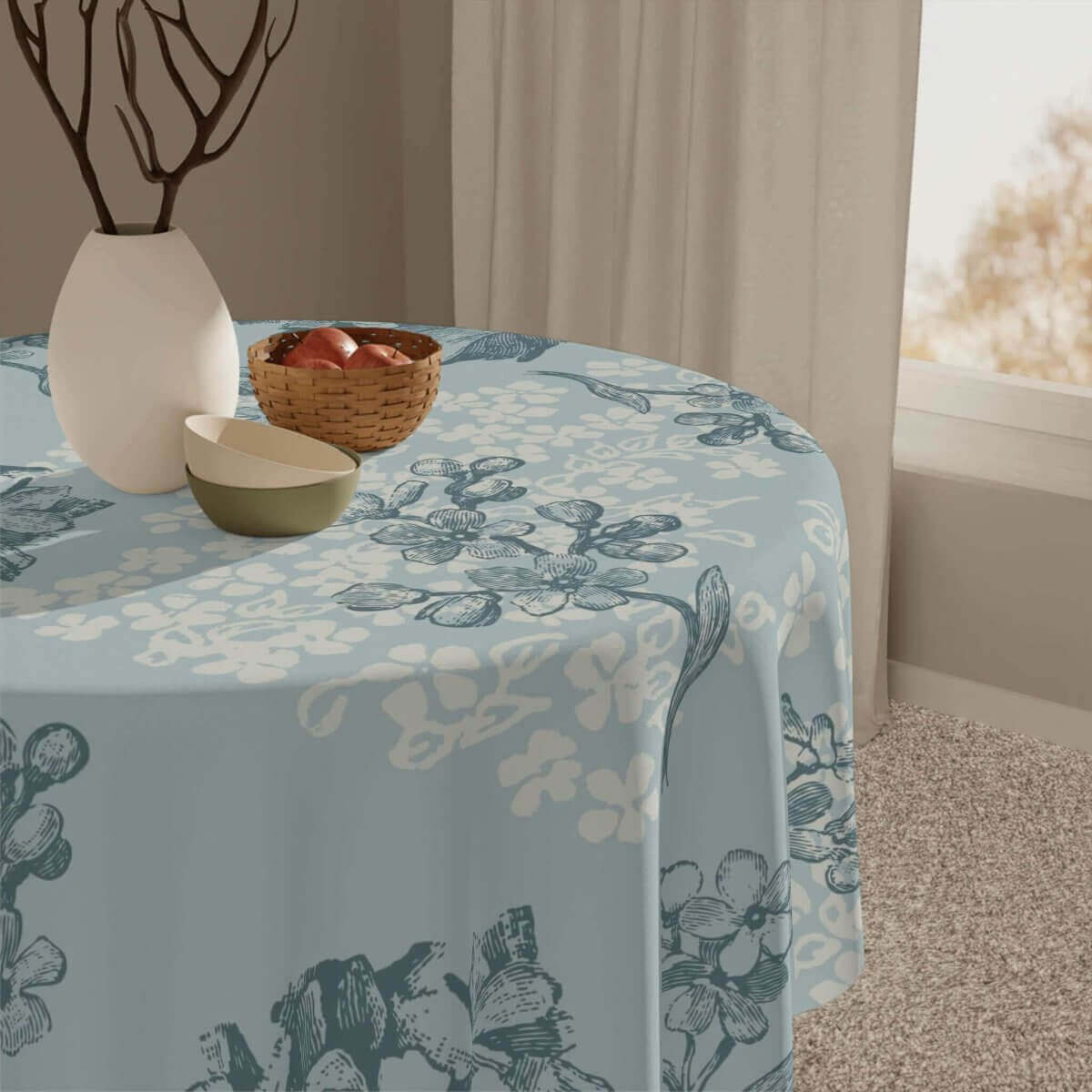 Square Tablecloth - Light Blue floral