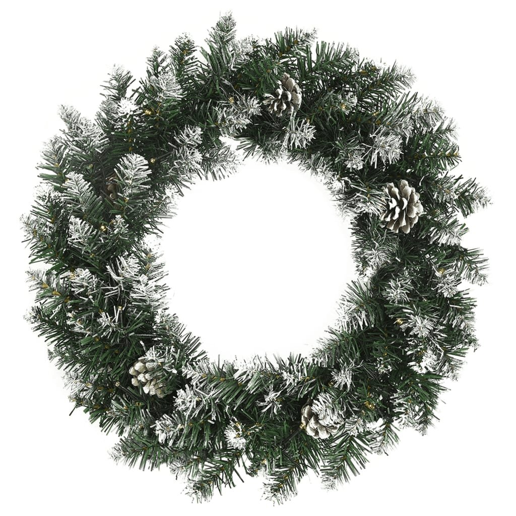 vidaXL Christmas Wreath with LED Lights Green 17.7" PVC