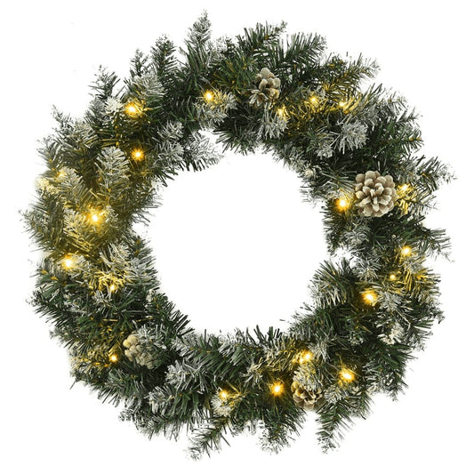 vidaXL Christmas Wreath with LED Lights Green 17.7" PVC